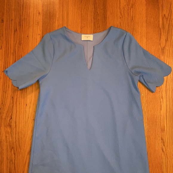 Everly Periwinkle V Neck Scallop Dress - Picture 8 of 12